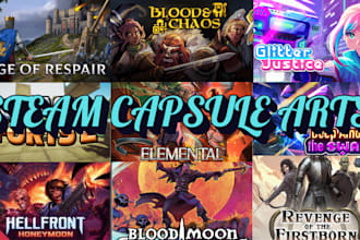 do steam capsule art game banner game UI game poster game logo steam graphics