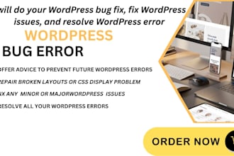 do wordpress bug fix, fix wordpress issues, fix wordpress error