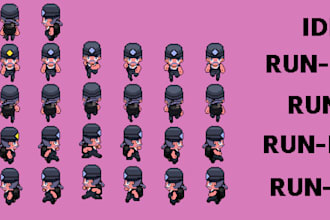 create pixel art character, sprite sheet, game art, asset, rpg sprite, retro art