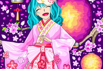 draw custom anime coloring page or kawaii pop art illustration