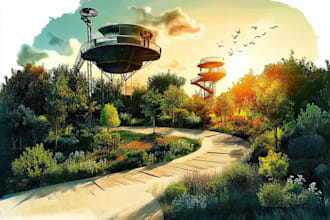 make a environment concept art or digital landscape design