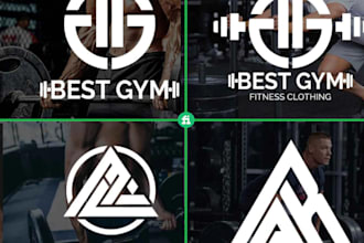 design unique trendy gym fitness sports health monogram logo