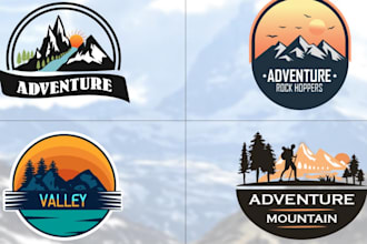 design travel, adventure, nature, camp, holiday mountain and hotel logo