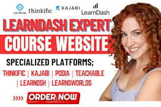 create modern course website thinkific, teachable, buddyboss, learndash website