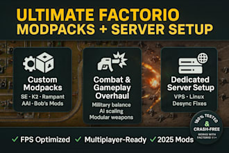 create factorio modpacks combact mod gameplay overhaul factorio sever setup mods