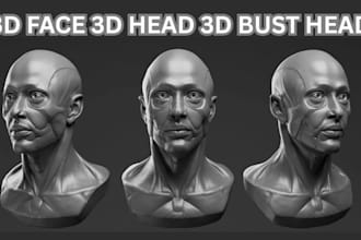 sculpt 3d head, 3d face, 3d head bust, 3d model, stl file for 3d printing