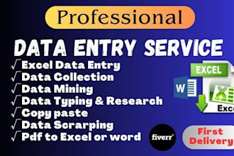 do data entry typing work job, copy paste, excel data entry