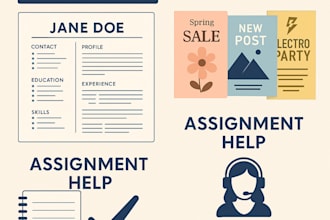 write resumes, design canva posts, assist assignments,handle basic virtual task