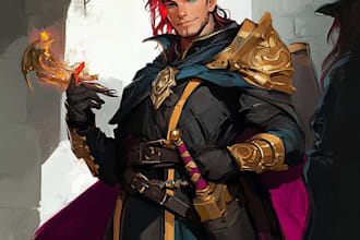 draw dnd character art, dnd party, fantasy illustration