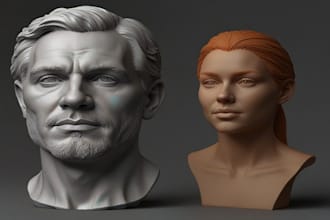 sculpt high quality 3d face model, funko pop, vroid, 3d rendering for 3dprinting