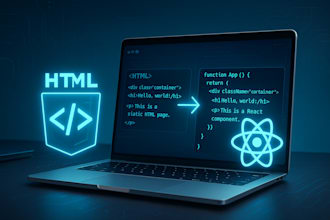 convert static HTML into react component or web application