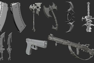 design a cosplay 3d props 3d weapon 3d sword game asset for 3d printing
