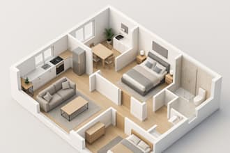 make modern 3d floor plans with furniture and decor