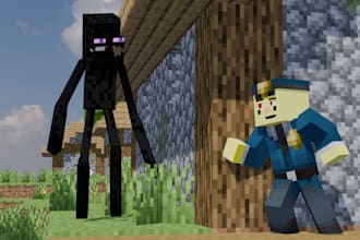 make 3d minecraft funny animation from blender
