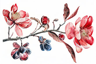 create watercolor botanical illustration of flower, plant