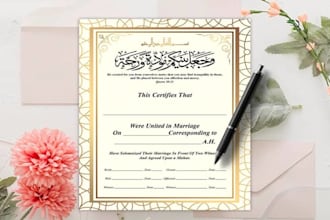 design clasy nikah certificate, invitation card