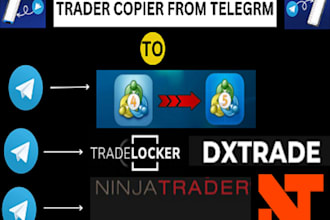 code trade copier from telegram to traderlocker, dxtrade, ninjatrader, mt4