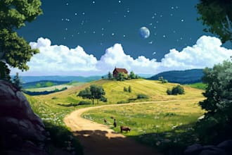 do a digital environment concept art landscape design