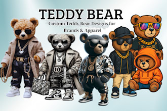 design a stylish teddy bear for your tee