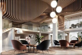 redesign 3d clinic interior,cgi reception,3d lounge design,render lobby, vr tour