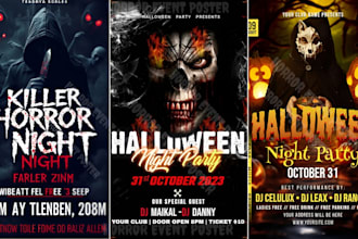 do horror event poster halloween party flyer horror art horror t shirt design