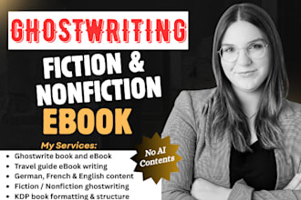 ghostwrite book and ebook, travel guide ebook, german ebook, french ghostwriter