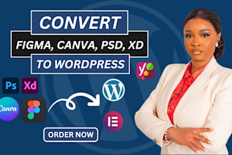 convert figma to wordpress, canva to wordpress, PSD to wordpress elementor pro