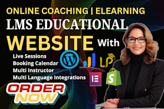 build online coaching website with live video, calendar booking, and lms
