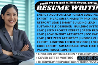 write a professional energy auditor lead, hvac sustainability expert resume