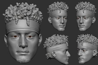sculpt realistic 3d head face bust helmet statue model for 3d printing in zbrush