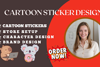 create custom cartoon character stickers for etsy shop sticker design etsy