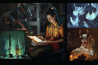 create concept art and digital illustration on any topic