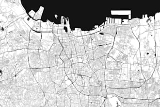 create minimalist black and white artistic city maps