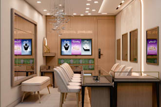 redo 3d jewelry store, interior modeling, retail shop rendering, commercial shop