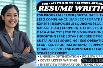 write esg program leader, sustainability lead, stakeholder officer resume