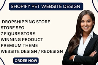 build shopify pet store design automated fitness dropshipping website