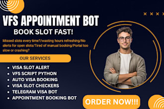 build custom embassy visa slot notification bot telegram, email, whatsapp