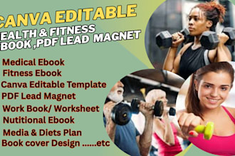 design health fitness ebook, medical book workout plan pdf lead magnet, workbook