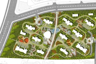 render and design master site plan, landscape, and layout