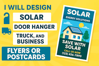 design solar flyers, door hangers, postcards, truck flyers and business flyers