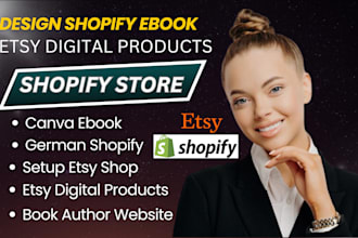 shopify ebook design german shopify store, etsy digital product, ebook website