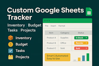 build a custom google sheets tracker for inventory, budget, tasks, or projects