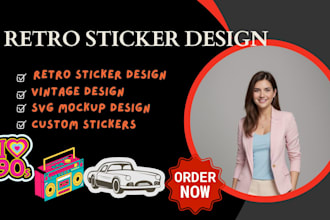 design retrostyle stickers with a vintage etsy svg design sticker design etsy