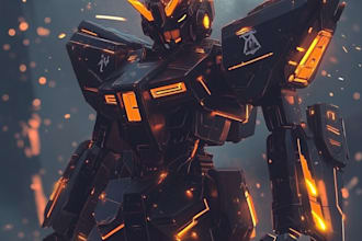 make a mecha robot art and illustration