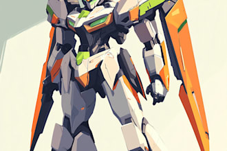 draw gundam, transformer, robot, armor, mecha art style
