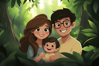 design a professional disney family portrait art