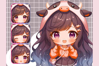 design live2d chibi vtuber character anime vtuber rigging png tuber gif emotes