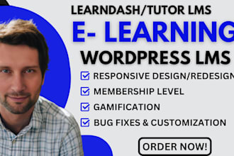 develop professional wordpress lms elearning website using learndash, tutor lms