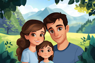 design a professional disney family portrait