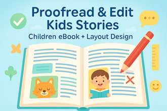 proofread line copy edit children ebook kids story format design short story